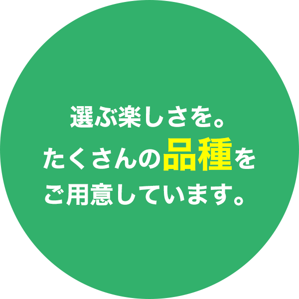  選ぶ楽しさを。たくさんの品種をご用意しています。